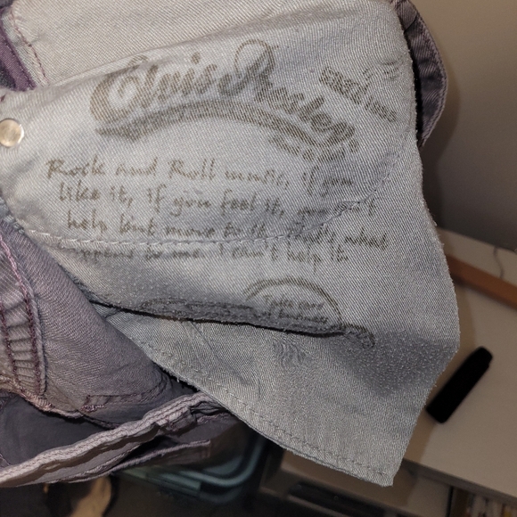 Elvis Presley Denim Bermuda Shorts Lavender Purple High Rise Cuffed Y2K Vintage - Picture 8 of 8